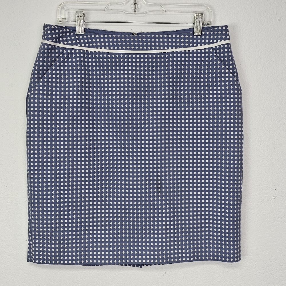 Pencil Skirt Wedgewood Blue Polka Dot By The Limited Sz 12 Career Coquette
